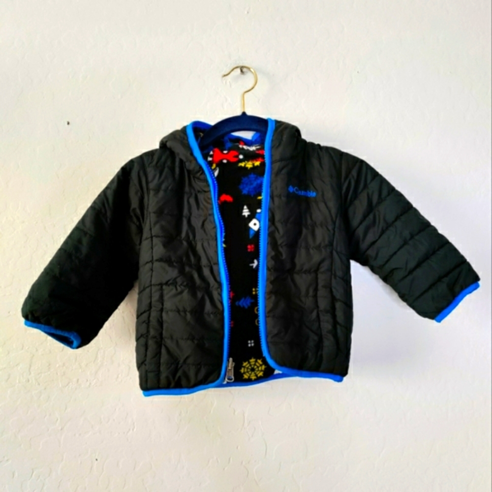 Columbia Blue Reversible Puffer Jacket Hoodie 2T Toddler